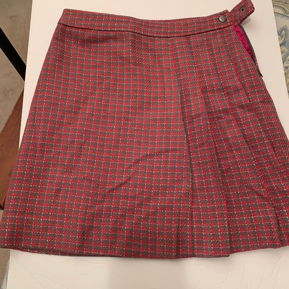 Brooks Brothers red plaid pleated skirt
